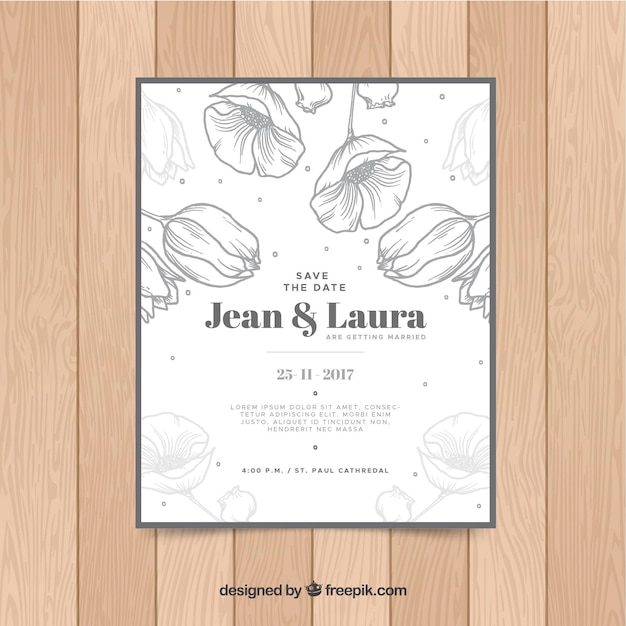 Hand drawn wedding card Vector | Free Download