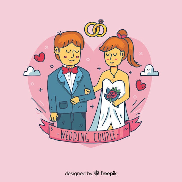 Hand drawn wedding couple  background  Vector  Free Download