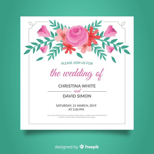 Download Free Vector | Hand drawn wedding invitation template