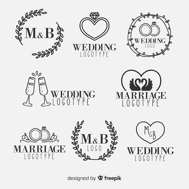 Download Hand drawn wedding logo collectio Vector | Free Download