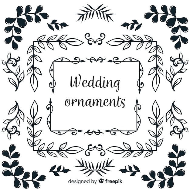 Hand drawn wedding ornament collection Free Vector