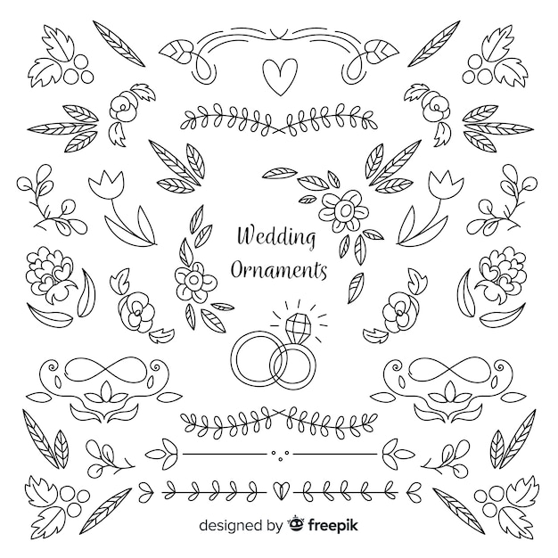 Free Vector | Hand drawn wedding ornaments collection