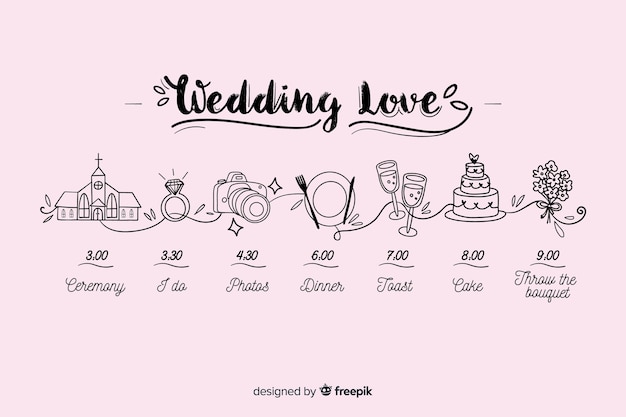 Download Hand drawn wedding timeline Vector | Free Download