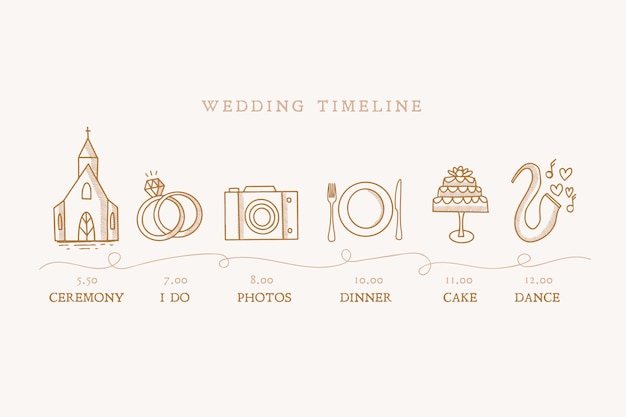 Download Hand drawn wedding timeline | Free Vector