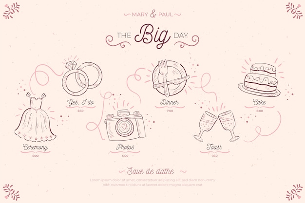 Download Free Vector | Hand drawn wedding timeline