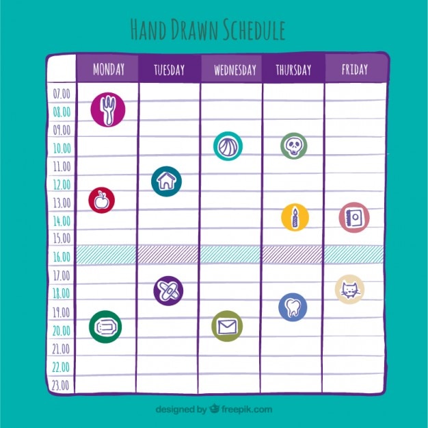 Free Vector Hand drawn weekly planner with drawings