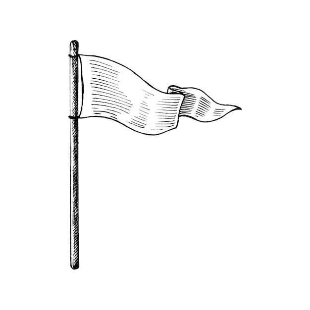 手描きの白い旗 無料のベクター