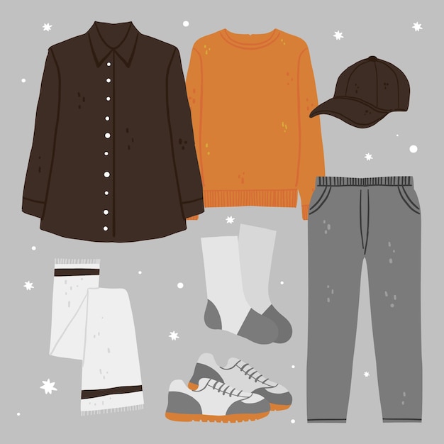 Free Vector | Hand drawn winter clothes and essentials collection