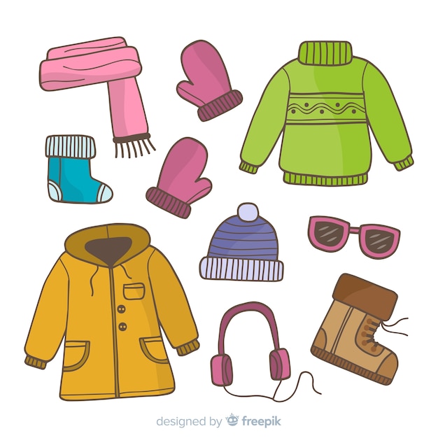 Free Vector | Hand drawn winter clothes and essentials