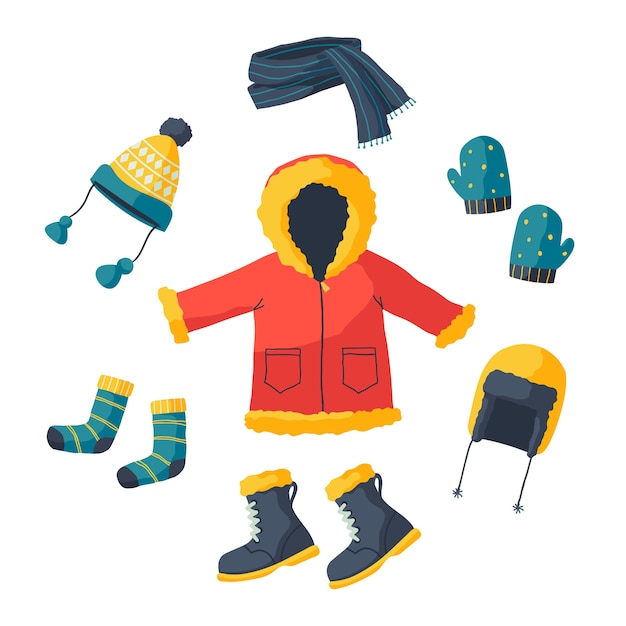 Free Vector | Hand drawn winter clothes and essentials