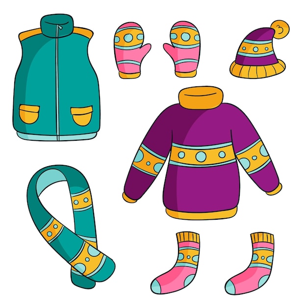 Free Vector | Hand drawn winter clothes and essentials