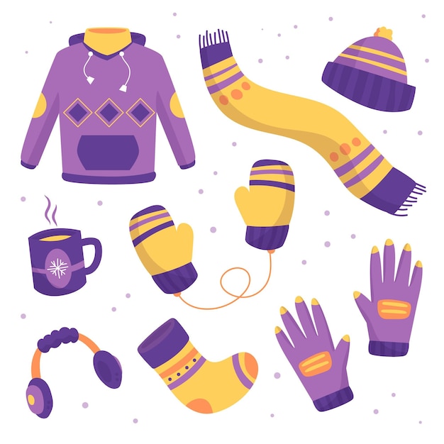 Premium Vector Hand Drawn Winter Clothes And Essentials