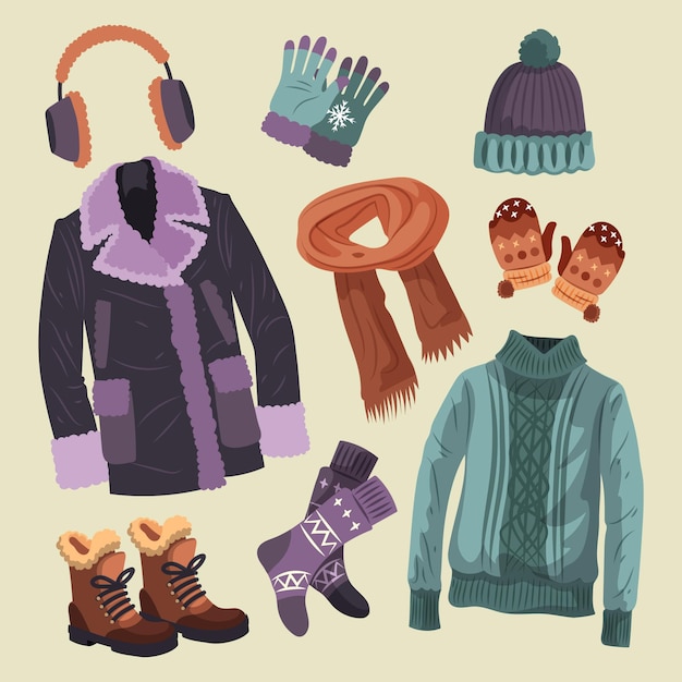 Free Vector Hand Drawn Winter Clothes And Essentials 