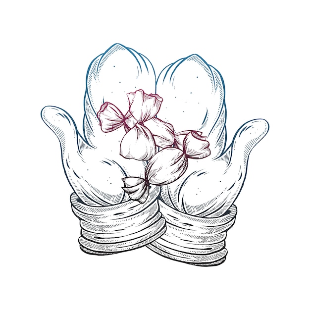 Download Hand drawn winter gloves. | Premium Vector