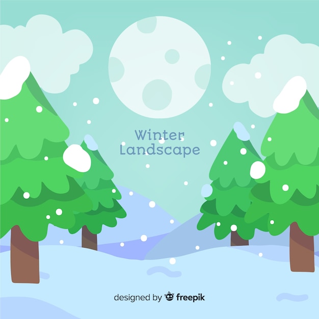 Hand drawn winter landscape background | Free Vector