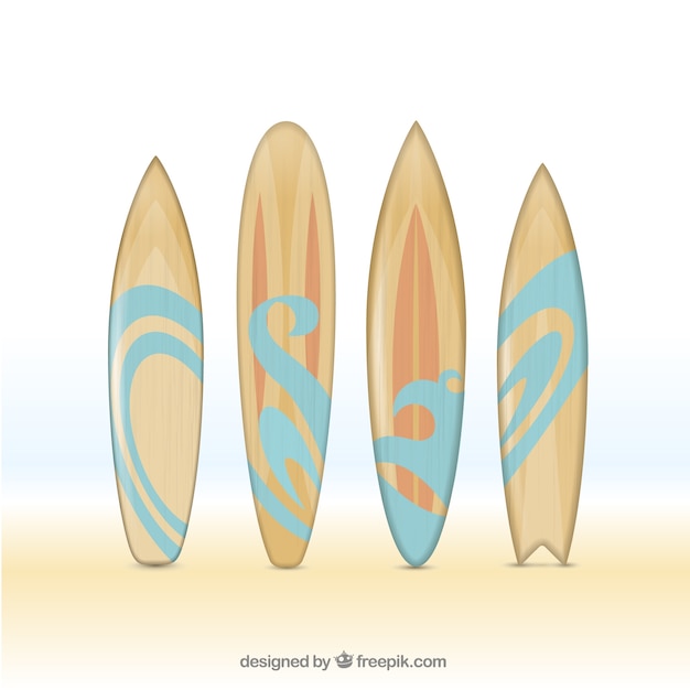 Hand drawn wooden surfboards