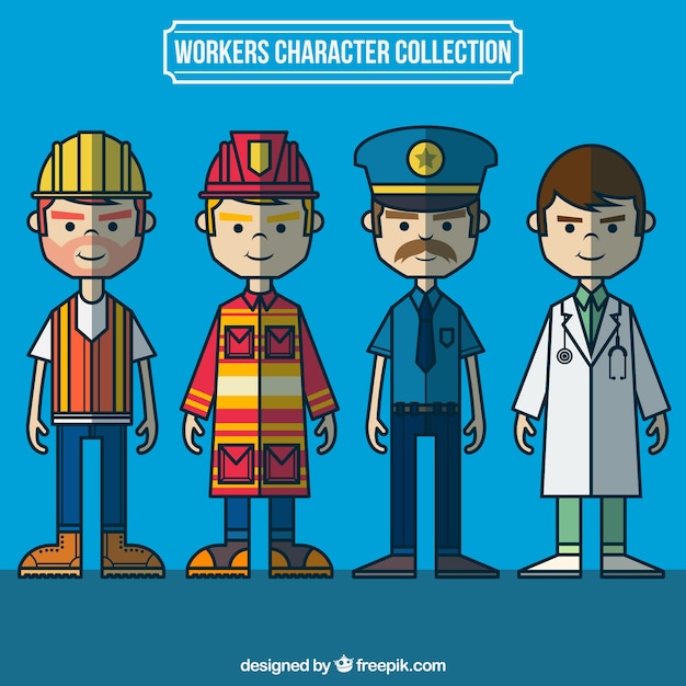 Character works. Collection characters. Police character.