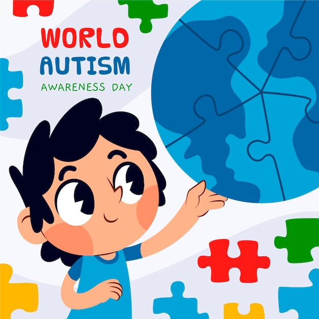 Premium Vector | Hand drawn world autism awareness day illustration