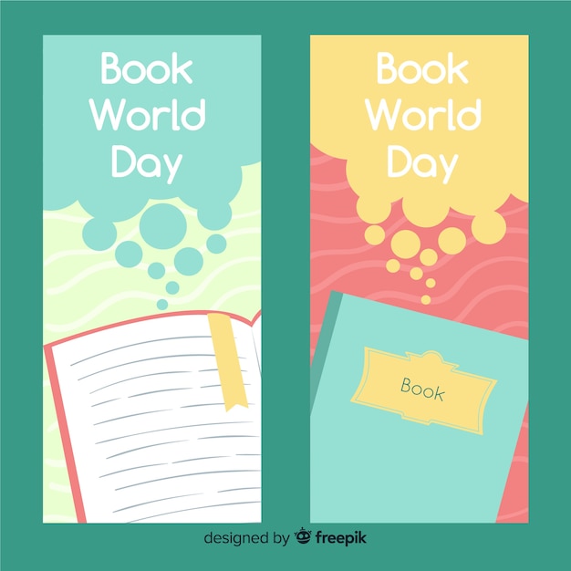 free-vector-happy-world-book-day-flat-design-banner
