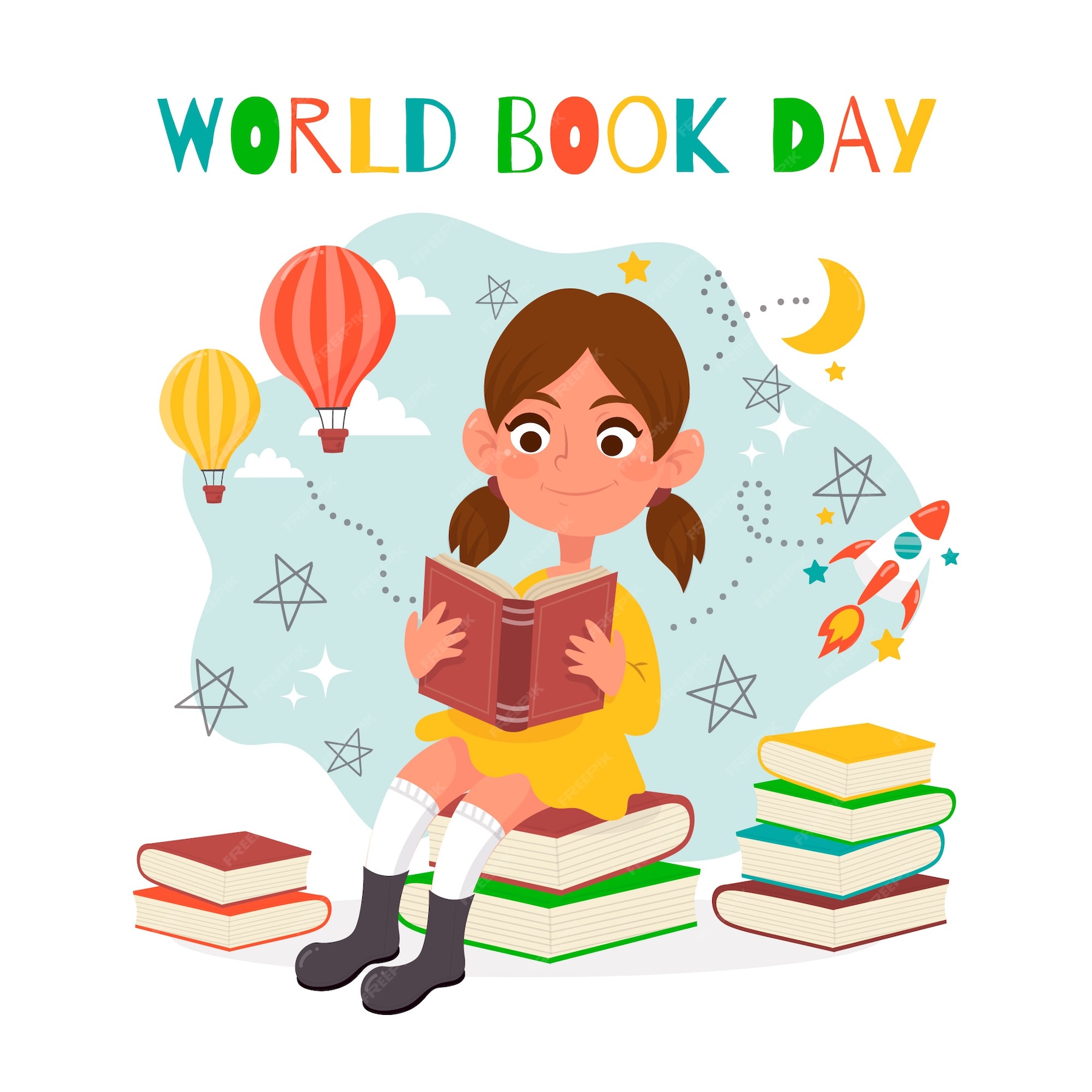 Premium Vector | Hand drawn world book day concept