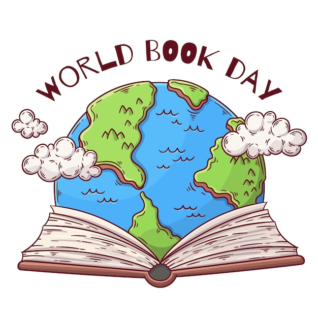 Hand drawn world book day concept Free Vector