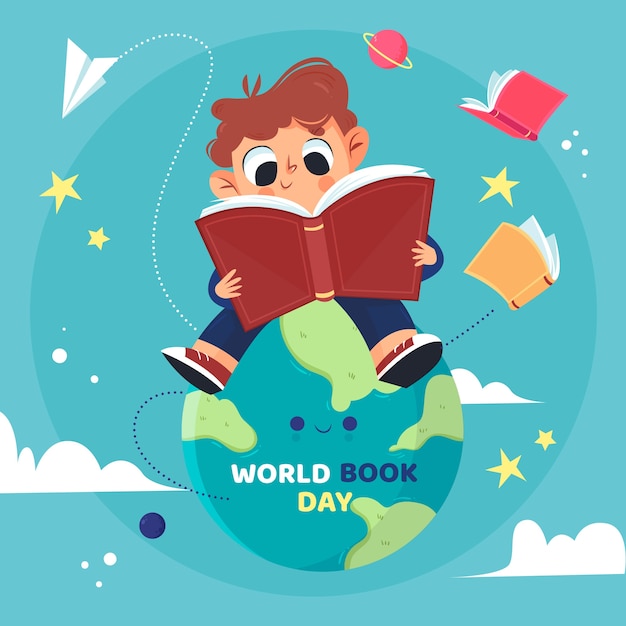 Hand drawn world book day concept Free Vector