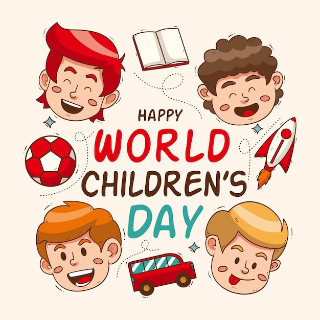 Giornata Mondiale Dei Bambini Disegnati A Mano | Vettore Gratis