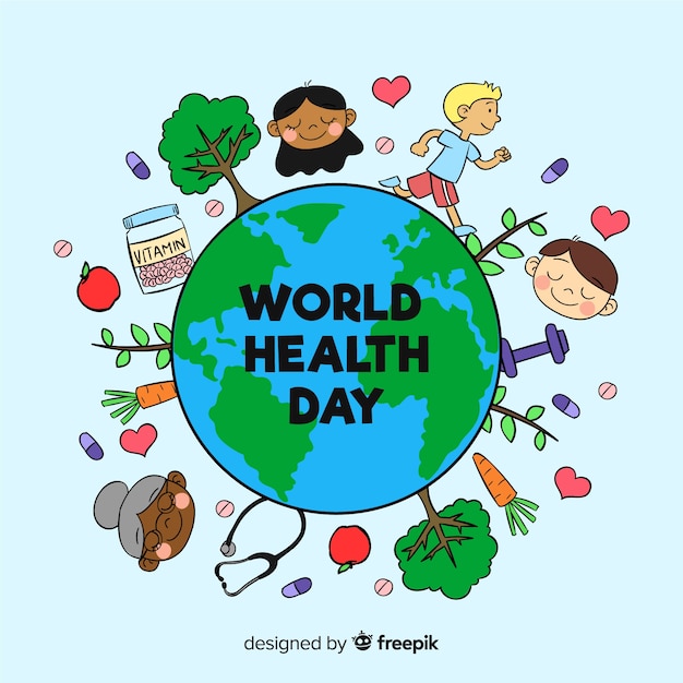Hand drawn world health day background | Free Vector