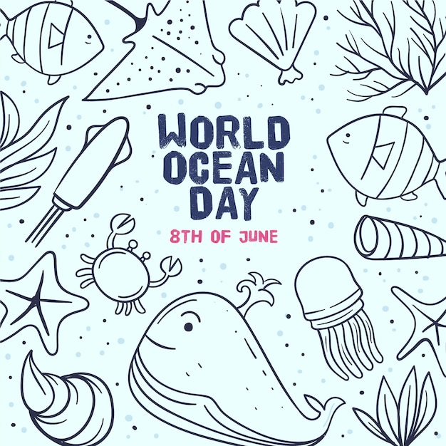 Free Vector Hand Drawn World Oceans Day Concept