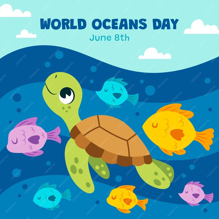 Free Vector | Hand drawn world oceans day illustration