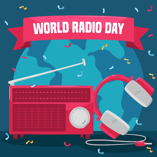 Premium Vector Hand drawn world radio day illustration