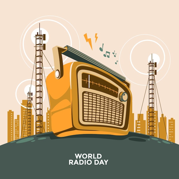 Free Vector | Hand drawn world radio day
