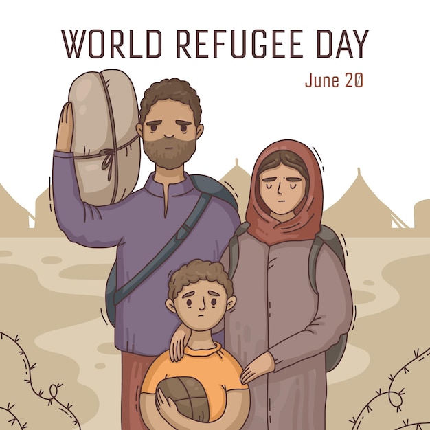 Free Vector | Hand Drawn World Refugee Day Illustration