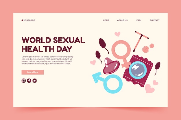 Free Vector Hand Drawn World Sexual Health Day Landing Page Template 