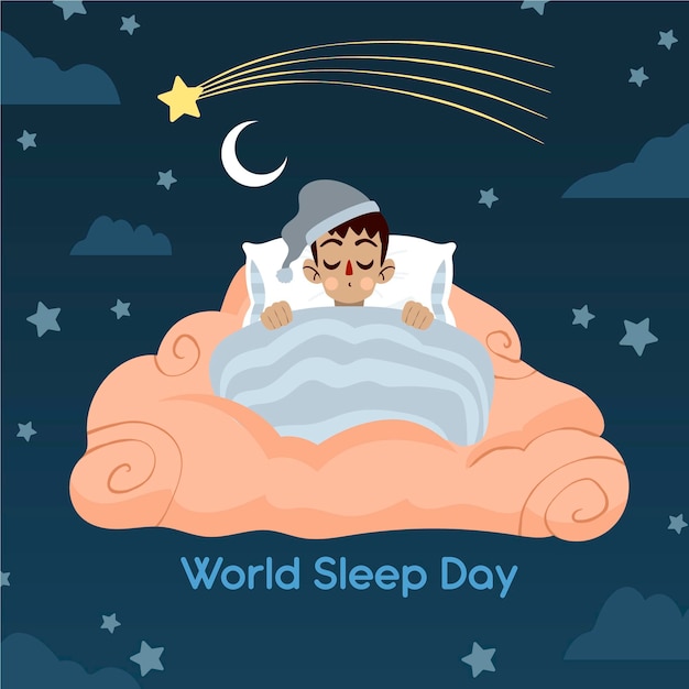 Free Vector Hand Drawn World Sleep Day Illustration With Sleeping Man