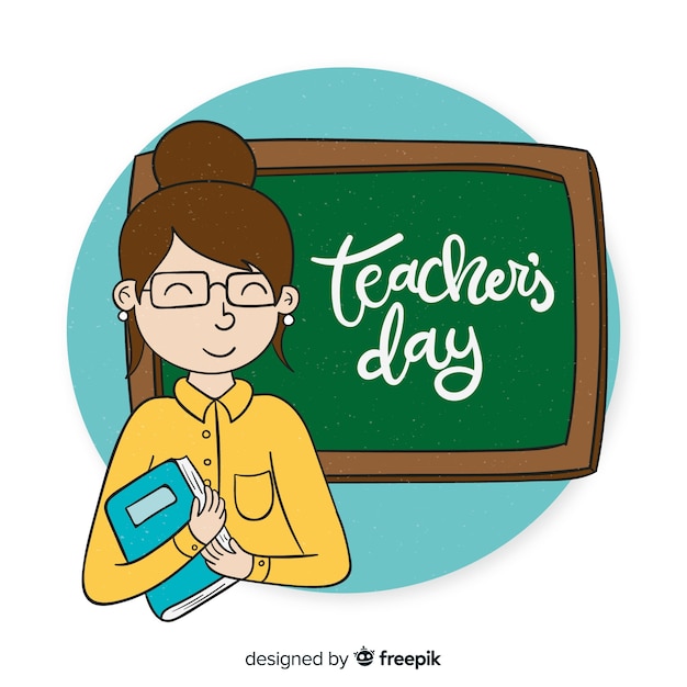 Premium Vector | Hand drawn world teacher's day background