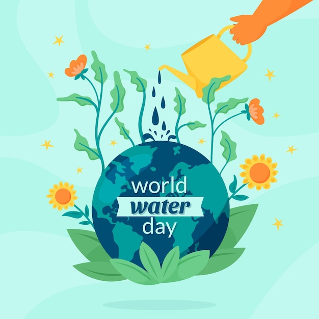 Free Vector | Hand-drawn world water day illustration with hand ...