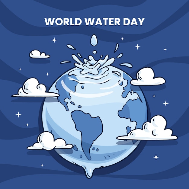 Free Vector | Hand-drawn world water day illustration with planet