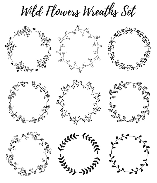 Premium Vector Hand Drawn Wreath Set