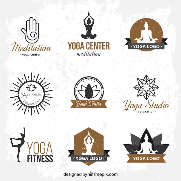 Hand drawn yoga logo templates