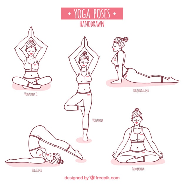 Hand drawn yoga poses