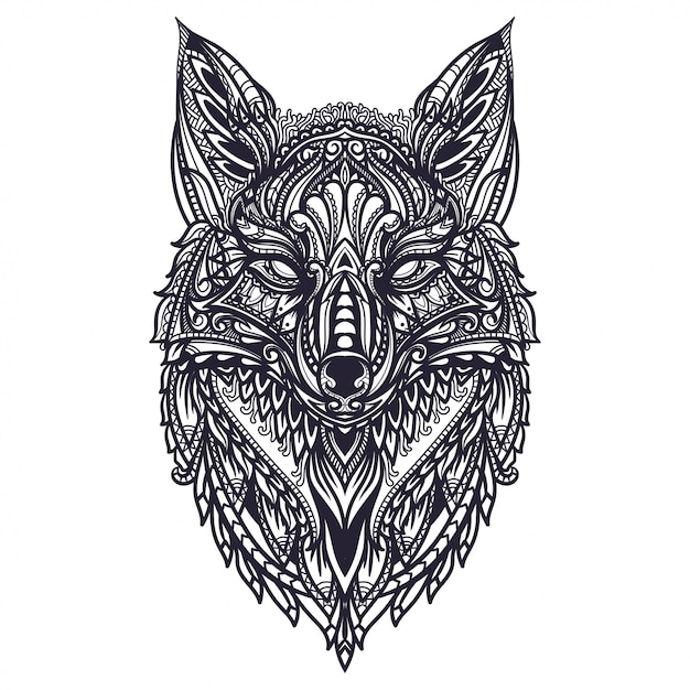 Premium Vector | Hand drawn zentangle fox illustration