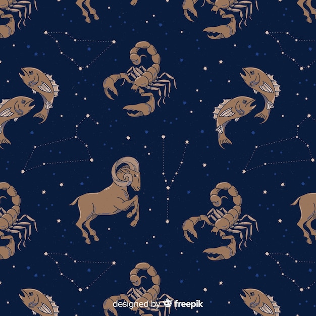 Premium Vector | Hand drawn zodiac pattern