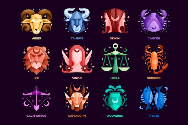 Hand drawn zodiac sign collection Free Vector