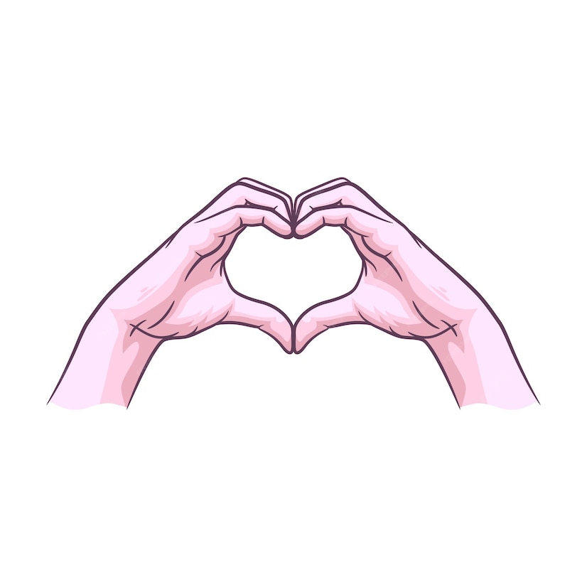 Premium Vector | Hand fingers making heart shape. cute finger hearth ...