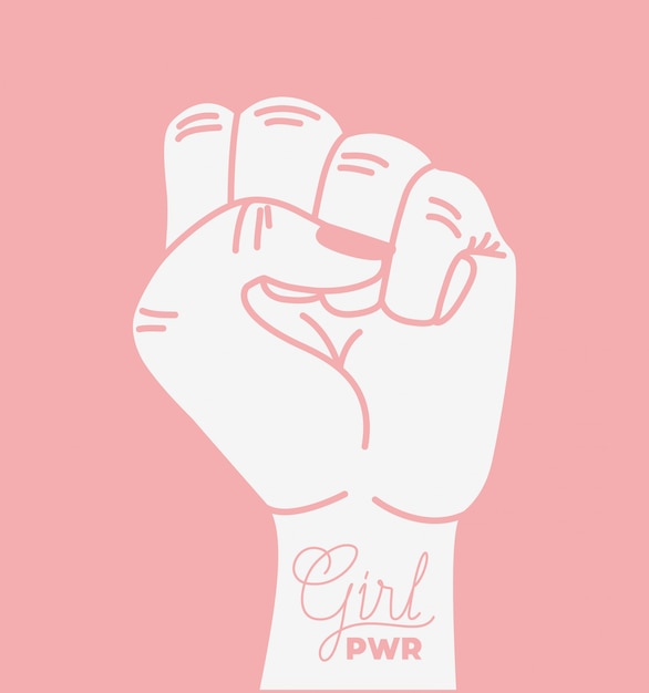 Download Hand fist with girl power phrase | Premium Vector