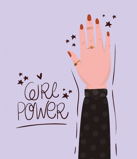 Premium Vector Hand And Girl Power Of Women Empowerment Female Feminist Concept Illustration