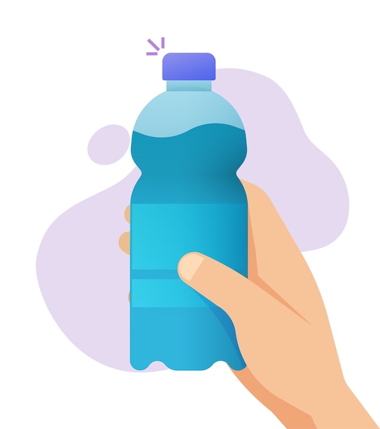 Premium Vector | Hand holding bottle of water flat cartoon illustration