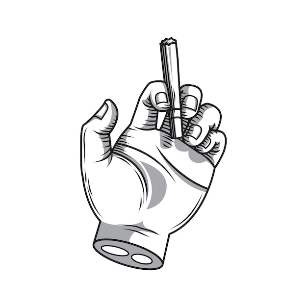 Hand holding a cigarette hand drawing Vector | Premium Download