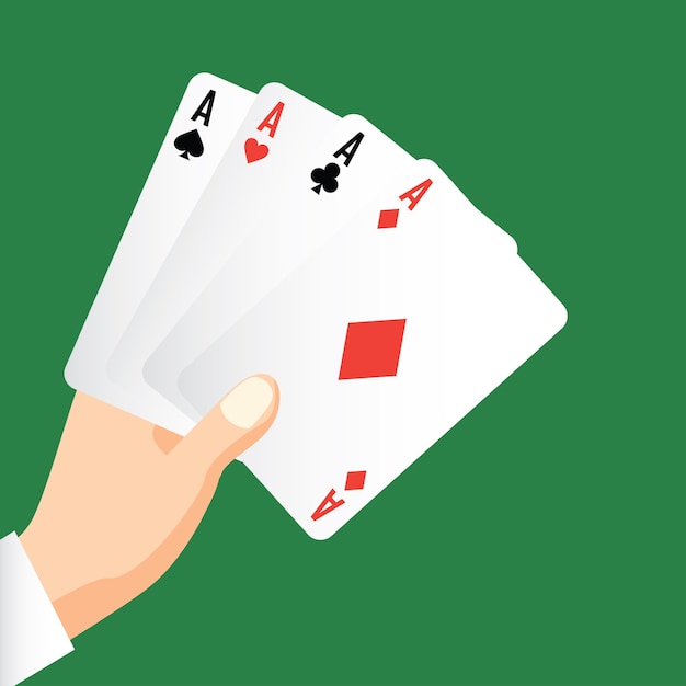 Premium Vector Hand Holding Four Aces Poker Playing Card Concept